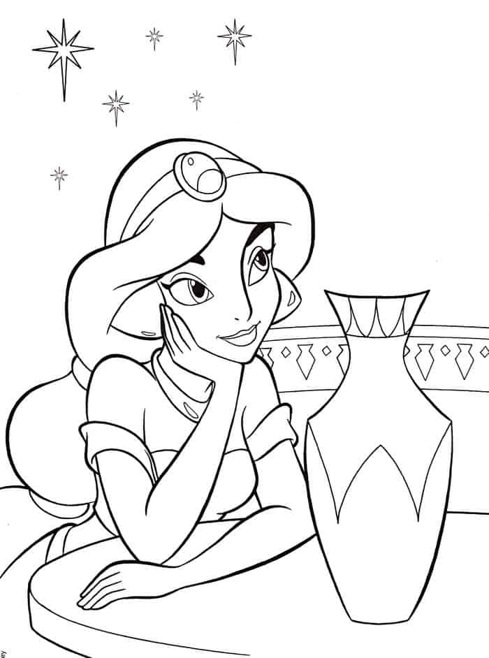 Jasmine Reading Coloring Pages