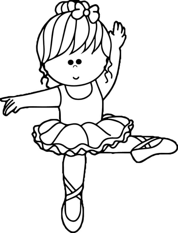 Little Girl Ballerina Coloring Pages Free