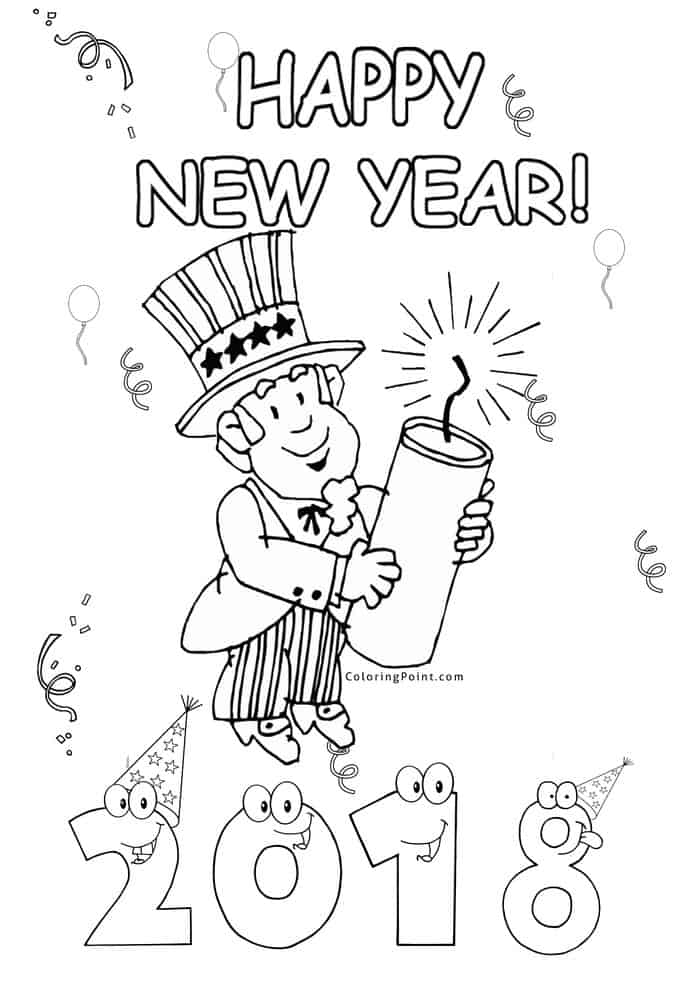New Year 2018 Fireworks Coloring Pages