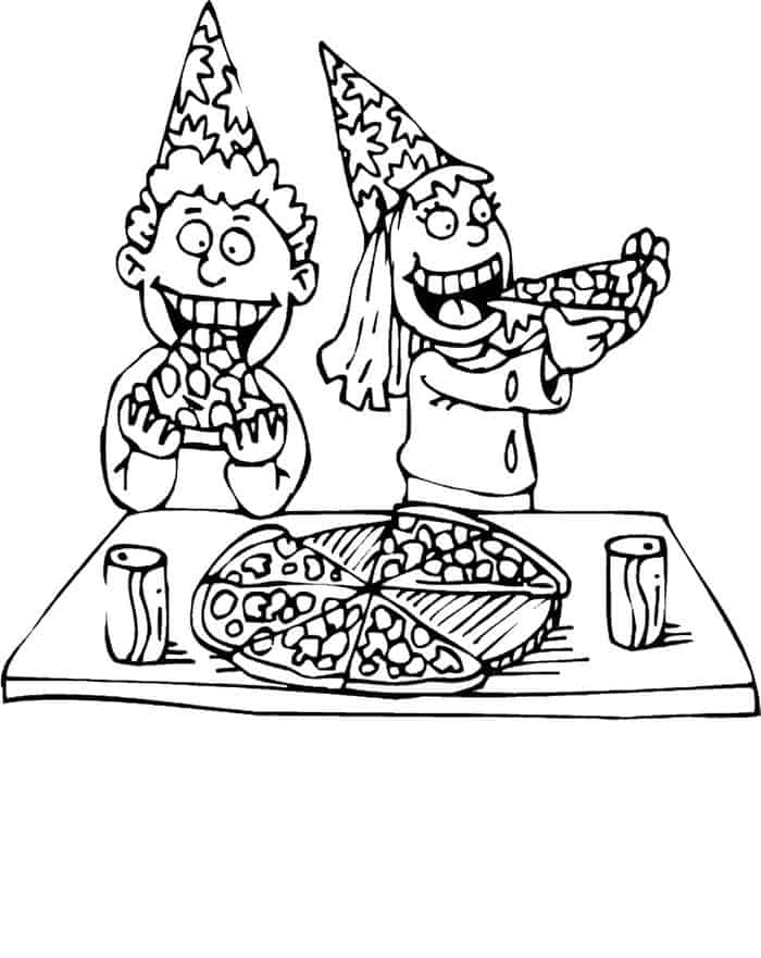 Patrick Eating Pizza Coloring Pages