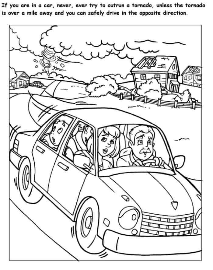 People Taking Shelter During A Tornado Coloring Pages