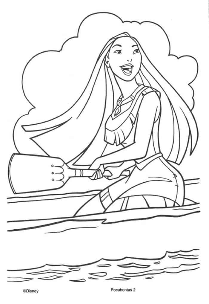 Pocahontas In Boat Coloring Pages