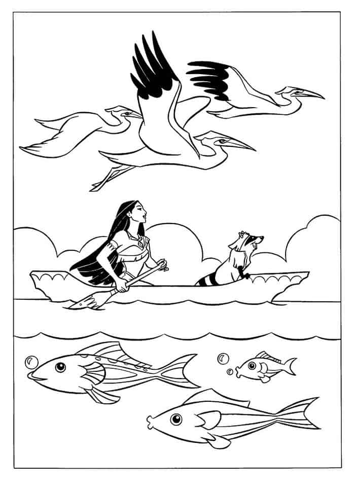 Pocahontas On A Boat Coloring Pages