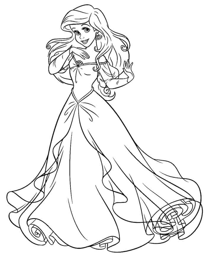 Princess Ariel Dress Coloring Pages