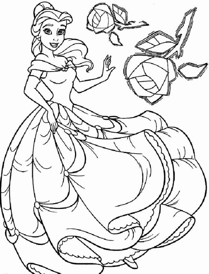 Princess Belle Christmas Coloring Pages