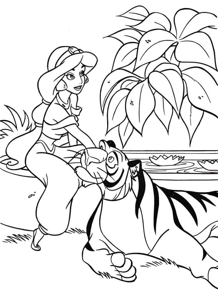 Princess Jasmine And Rajah Coloring Pages