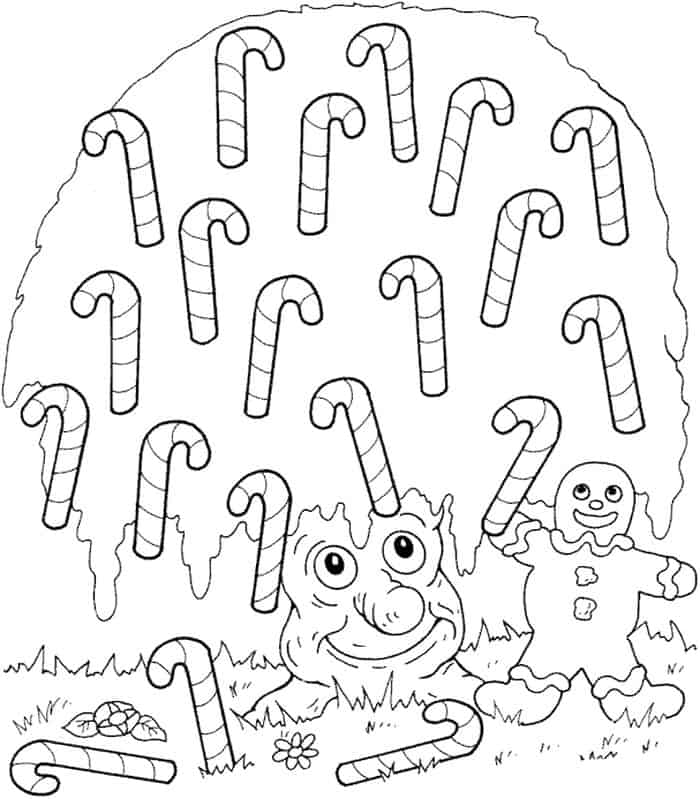 Printable Candy Cane Coloring Pages Four Per Page
