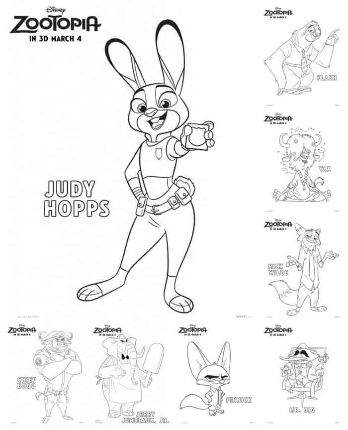 Printable Coloring Pages For Zootopia