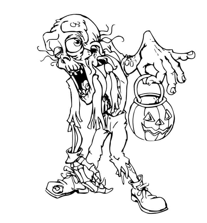 Scary Zombie Halloween Coloring Pages