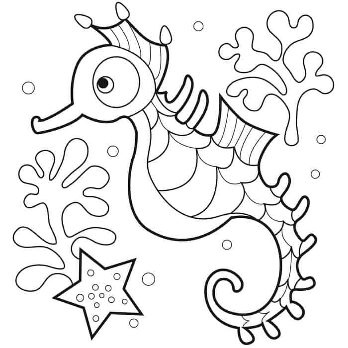 Seahorse Coloring Pages For Preschoolers