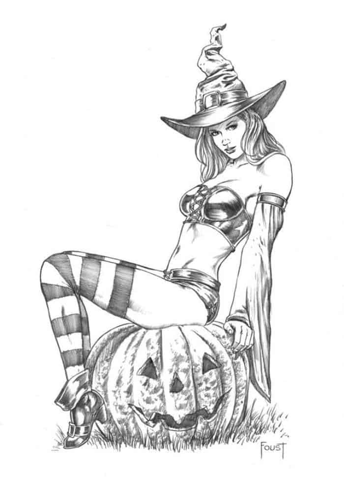 Sexy Witch Coloring Pages