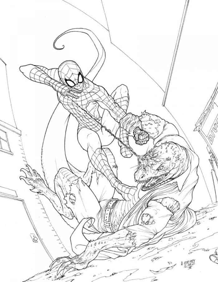 Spiderman The Lizard Coloring Pages