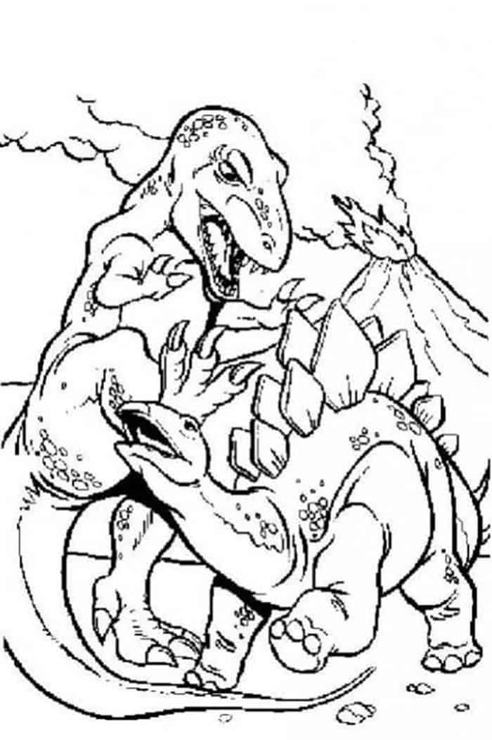 T Rex Fighting Velociraptor Coloring Pages