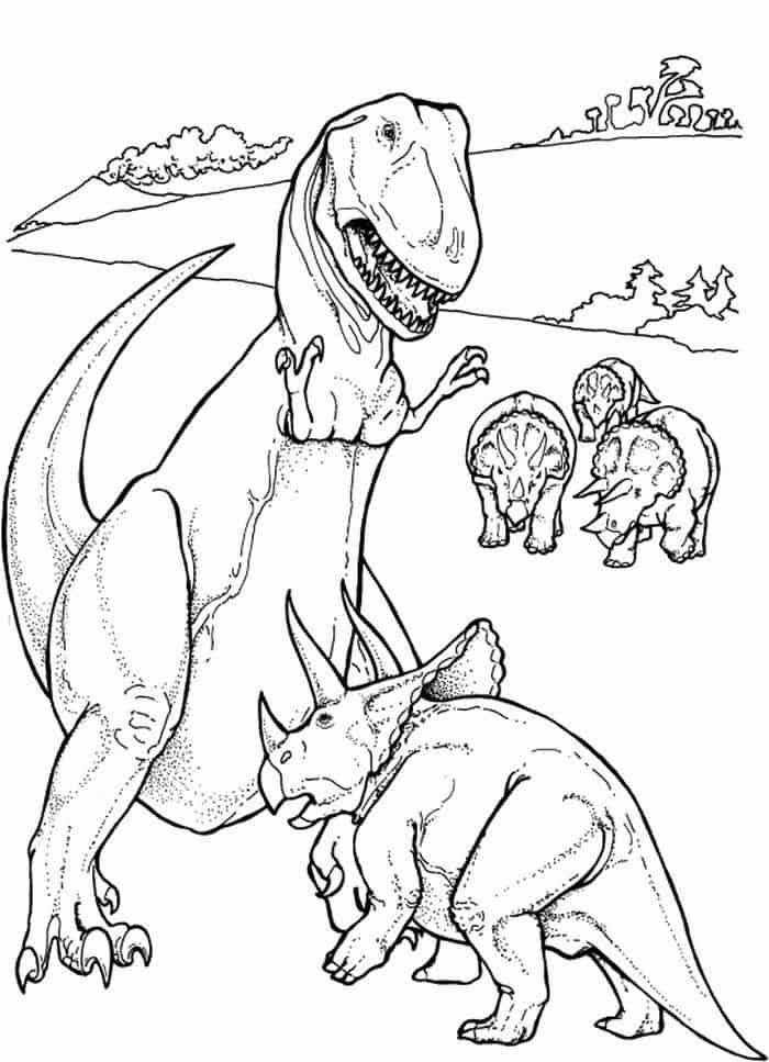 T Rex Vs Triceratops Coloring Pages