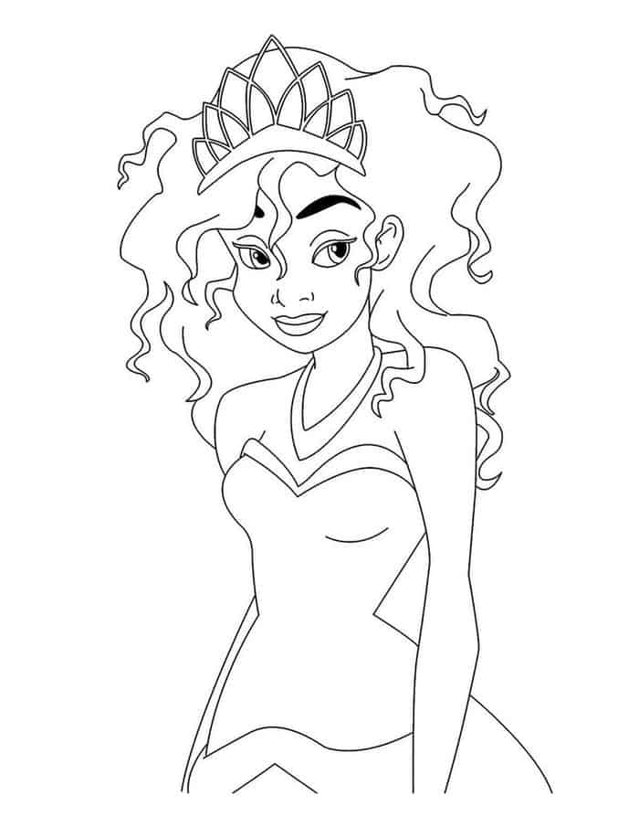 Tiana Coloring Pages Hair Down