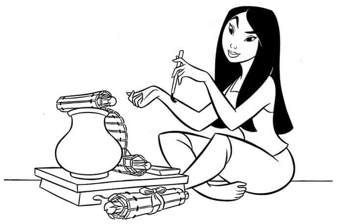 Young Mulan Coloring Pages