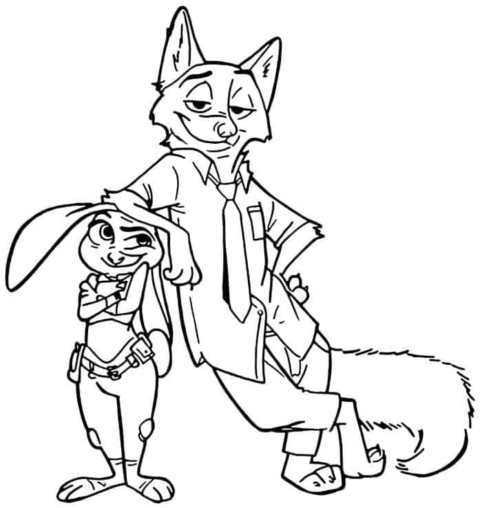 Zootopia Coloring Pages Nick And Judy