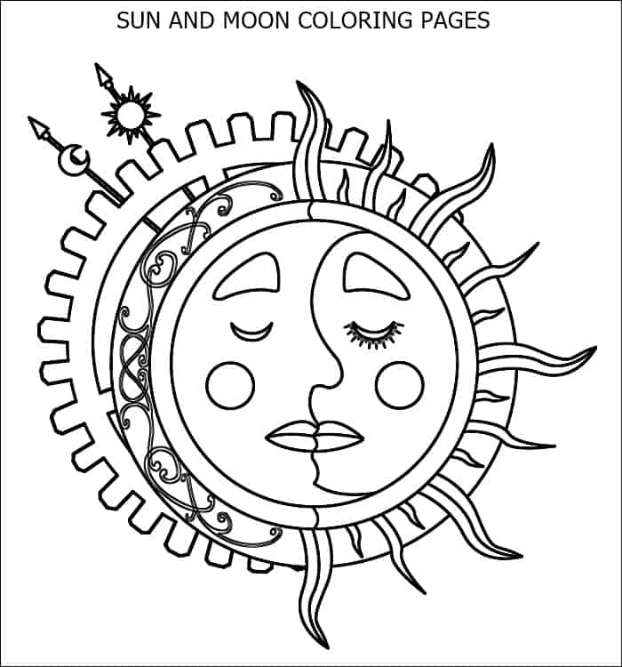 coloring pages of sun and moon