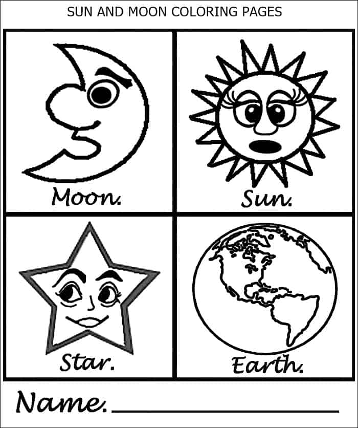coloring pages printable sun and moon
