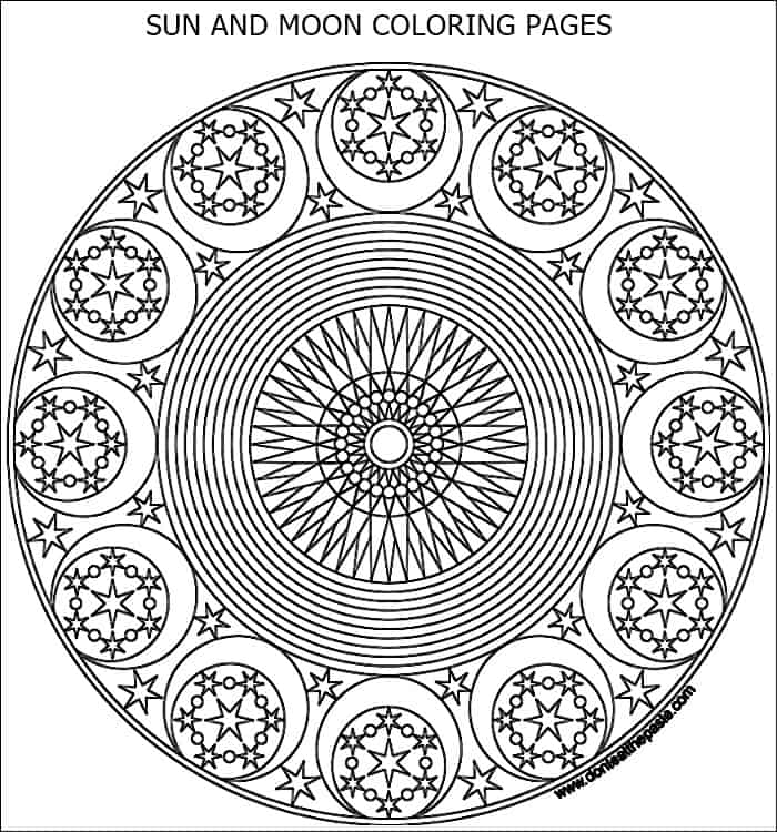 hard sun and moon coloring pages