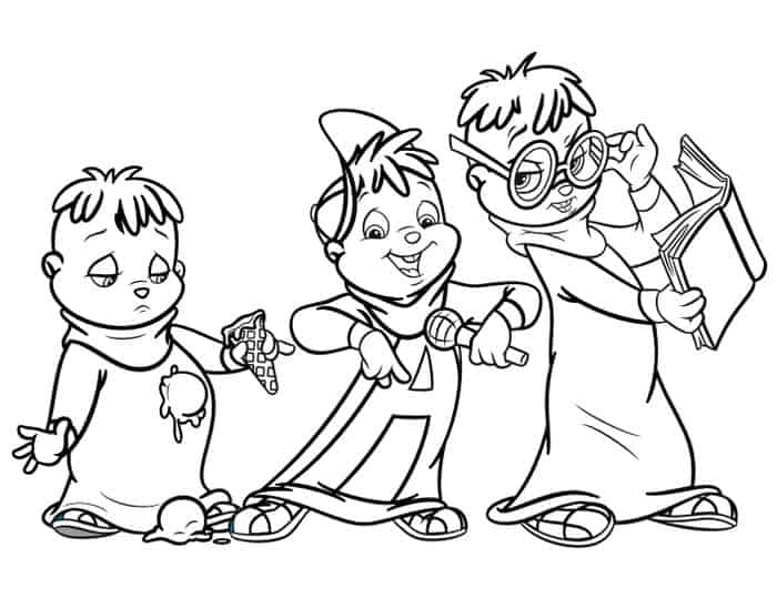 Alvin And The Chipmunks Coloring Pages All Three Boys