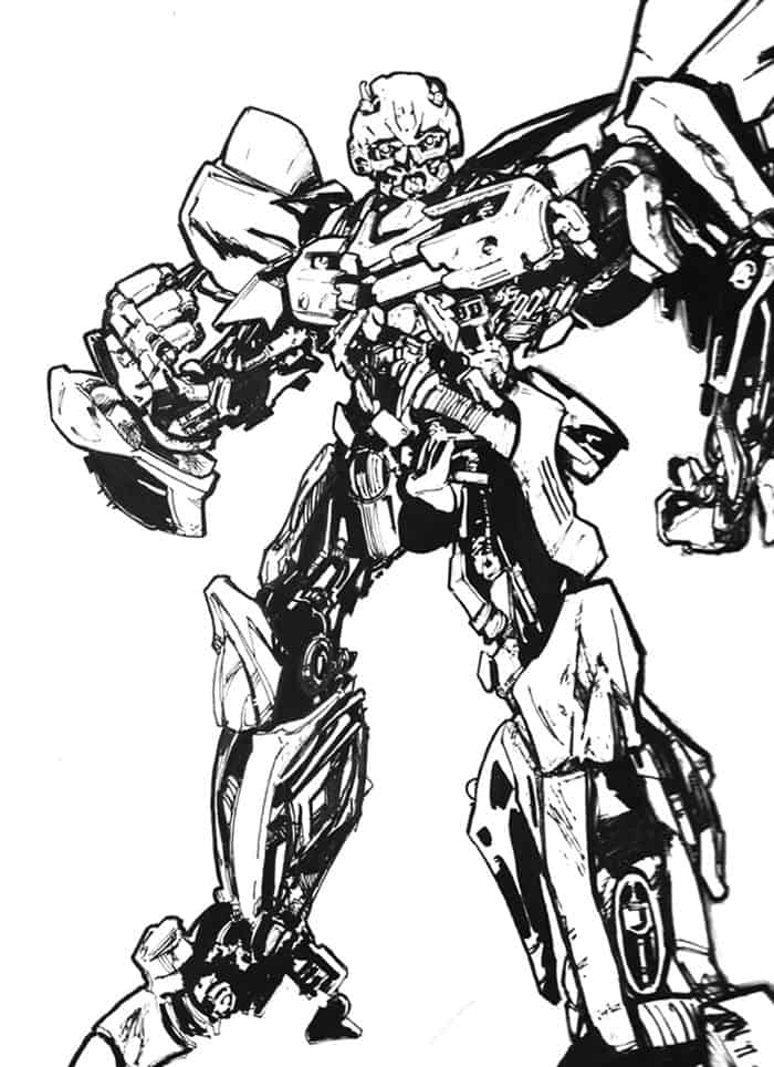 Bumblebee Robot Coloring Pages 1