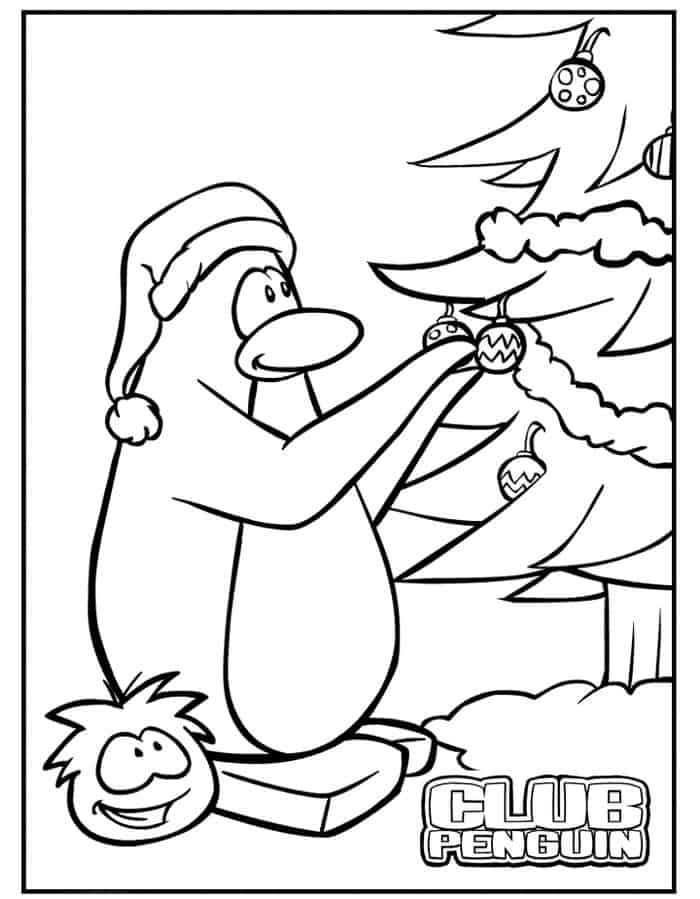 Christmas Club Penguin Coloring Pages