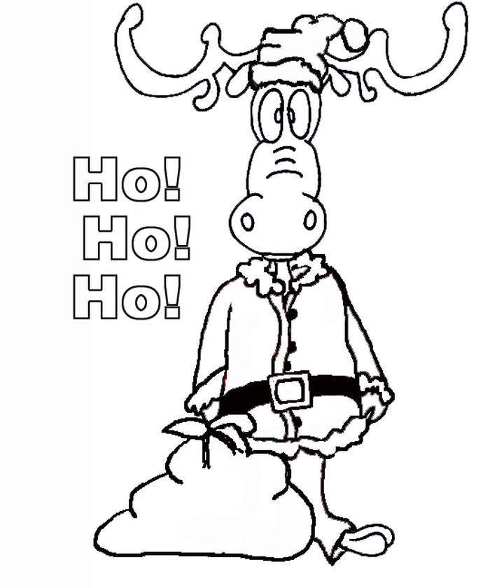 Christmas Moose Coloring Pages