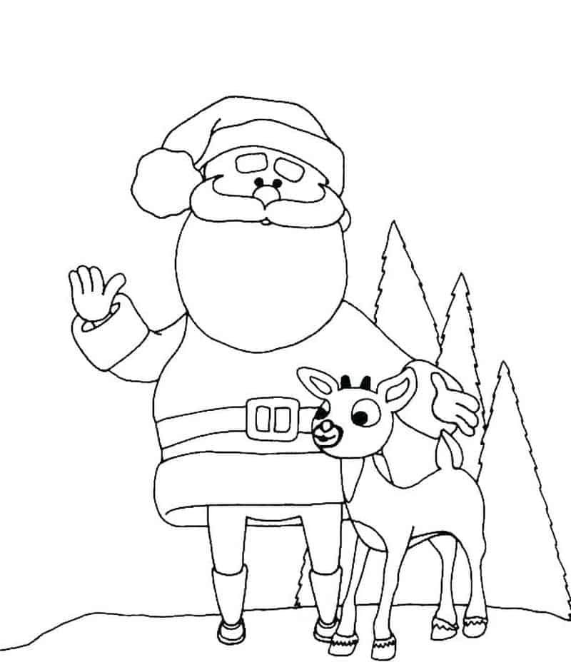 Coloring Pages Of Santa And Reindeer
