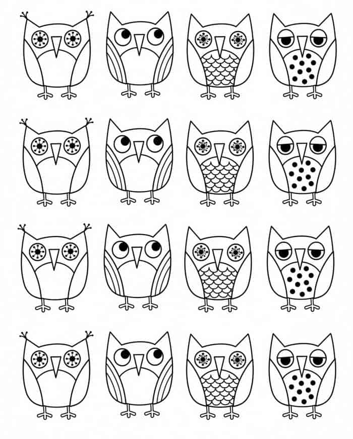 Cute Owls Coloring Page