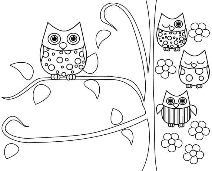 Cute Owls Coloring Pages