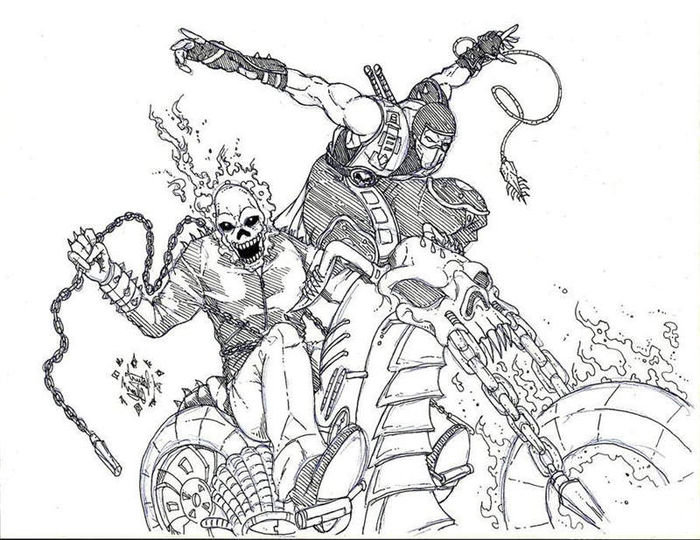 Deadpool Ghost Rider Coloring Pages