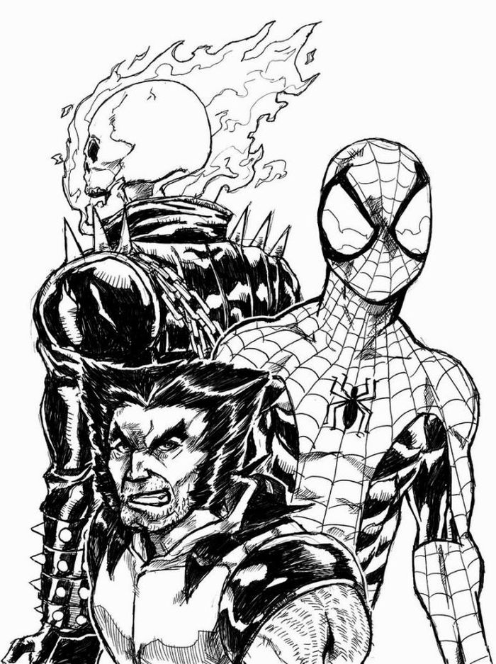 Ghost Rider And Spider Man Coloring Pages