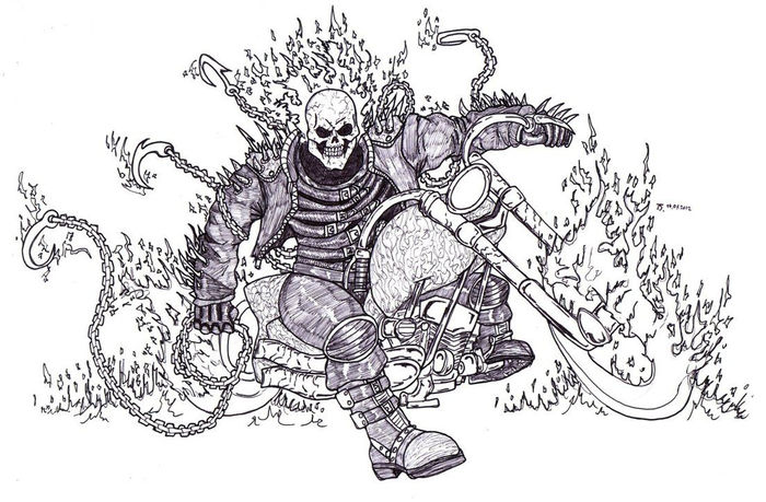 Ghost Rider Mororcycle Coloring Pages