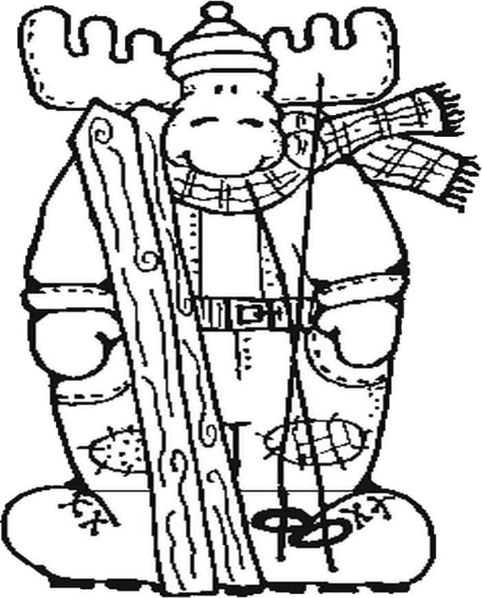 Moose Making Snowman Coloring Pages