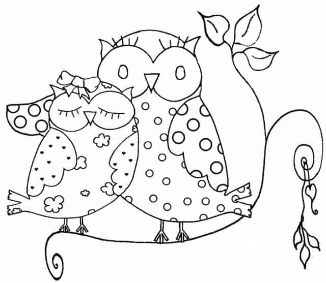 Owl Love Coloring Page