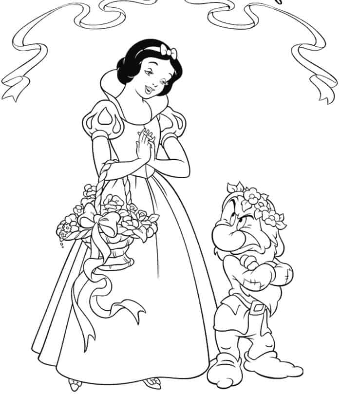 Princess Snow White And Grumpy Coloring Pages