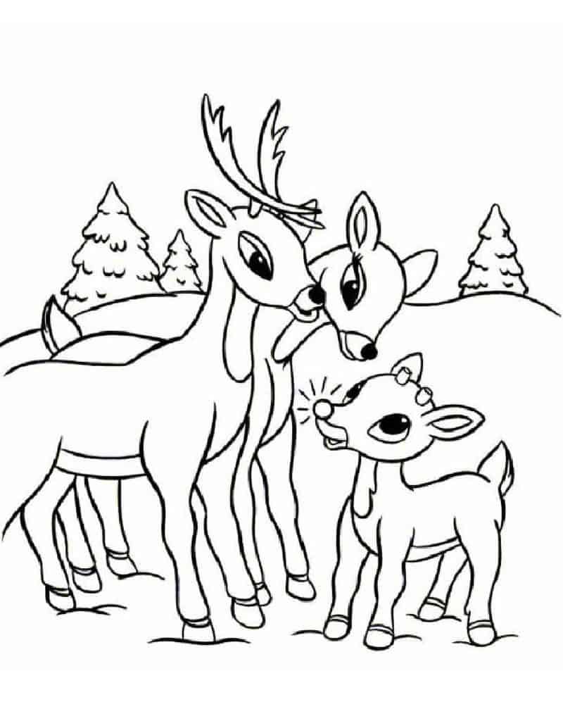 Santa And Reindeer Coloring Pages