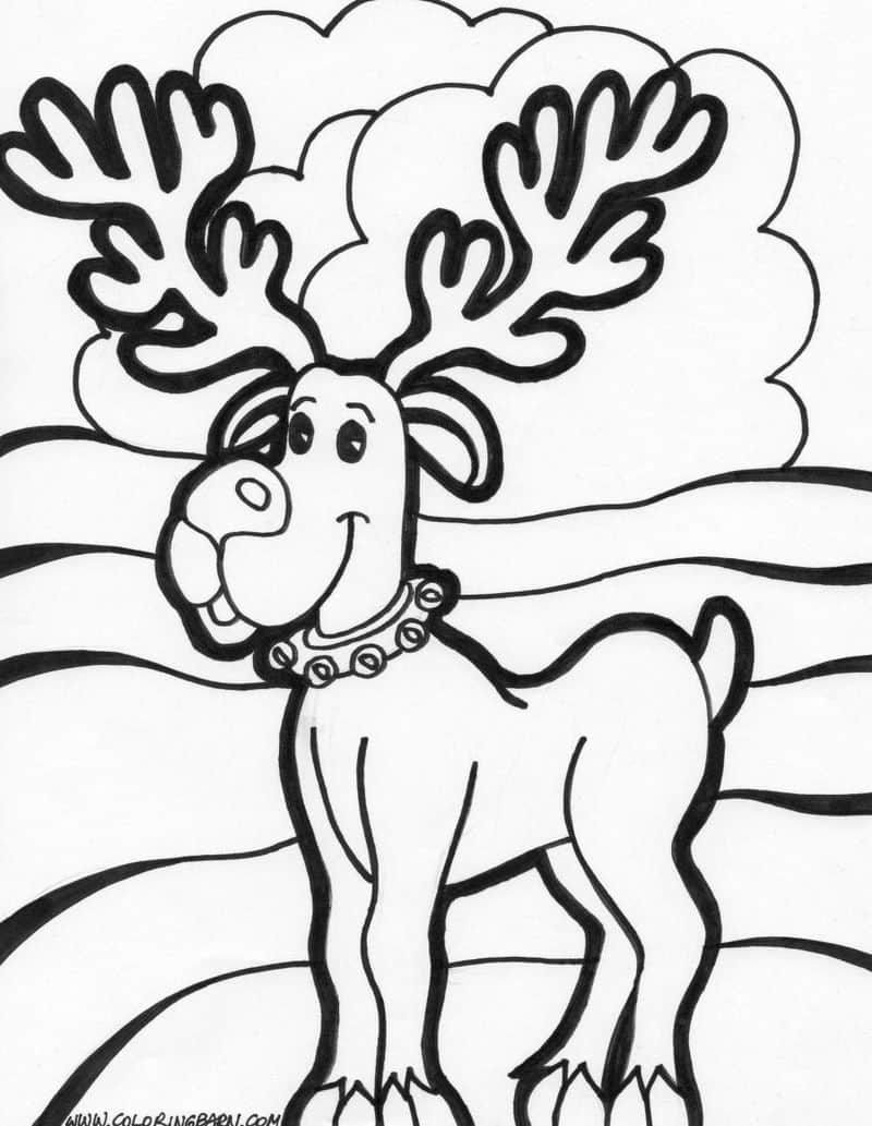 Santa With Reindeer Coloring Pages