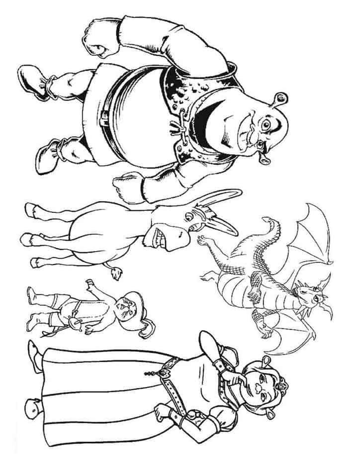 Shrek And All Characters Coloring Pages