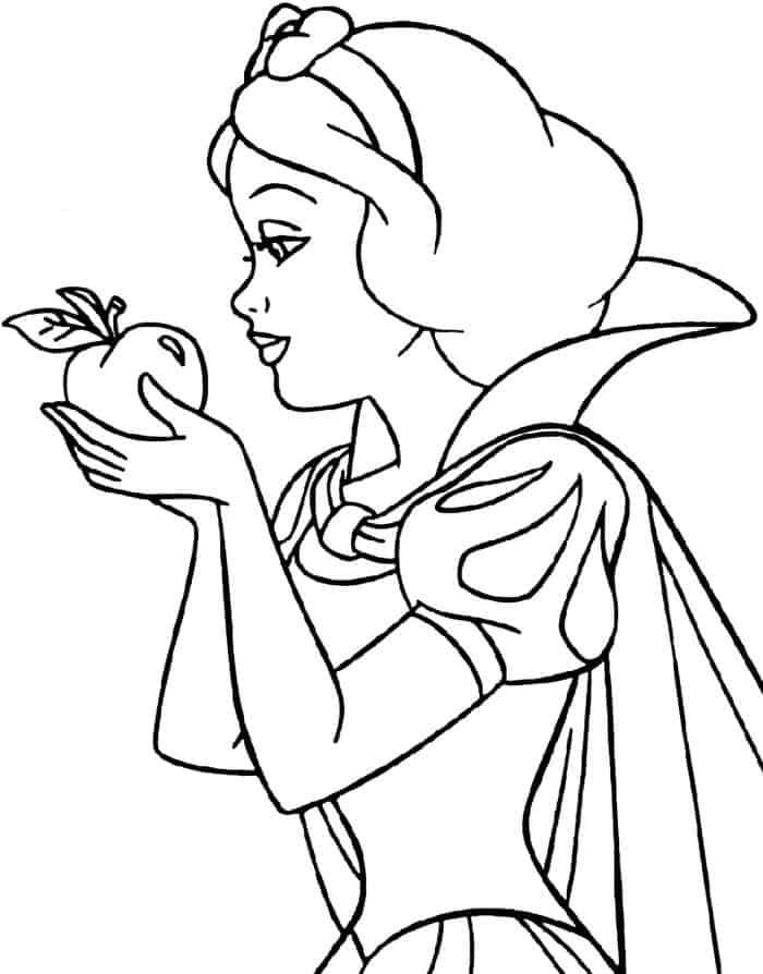 Snow White Holding The Apple Coloring Pages
