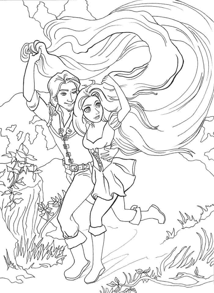 Tangled Coloring Pages Repuzel And Flynn
