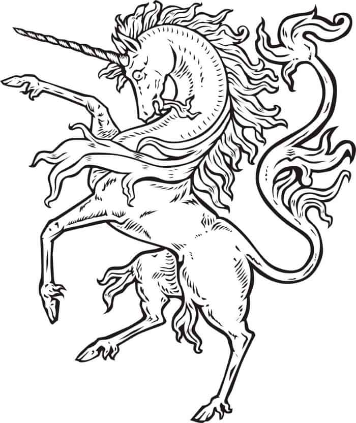 Wild Unicorn Coloring Page