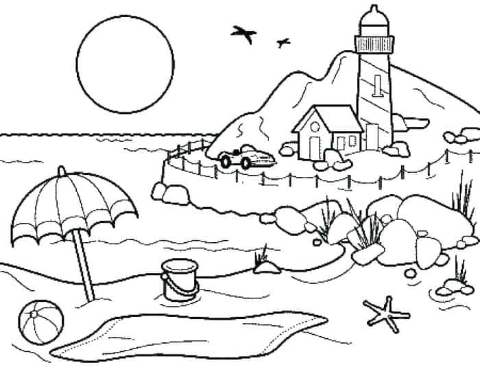 Summer Beach Coloring Pages