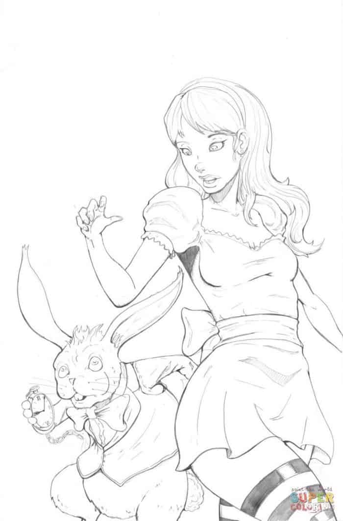 Adult Alice In Wonderland Coloring Pages