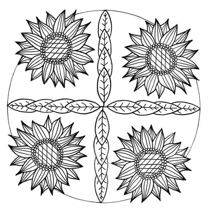 Abstract Sunflower Coloring Pages