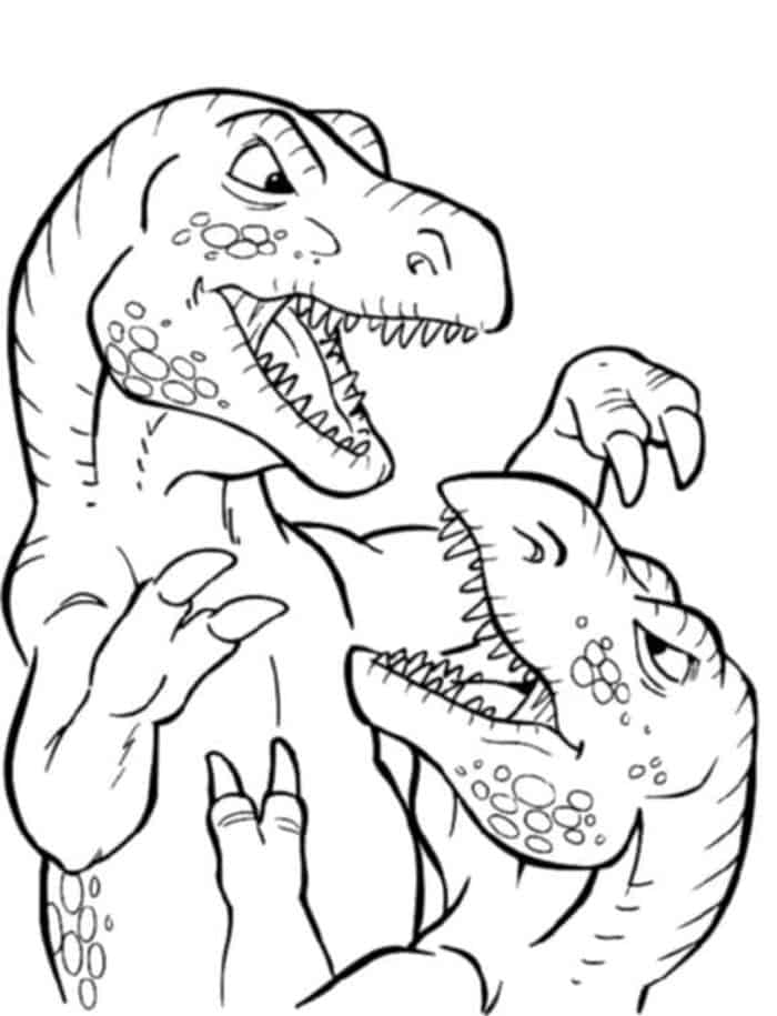 T Rex Battle Coloring Pages